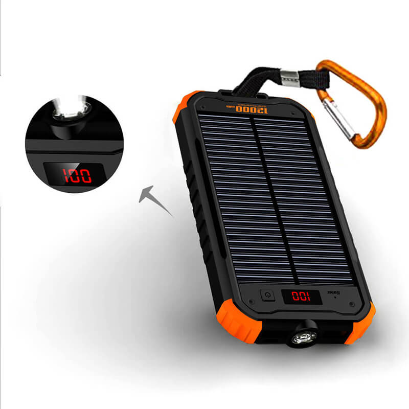 1200mAh Led Flashlight Solar Power Bank с цифров дисплей