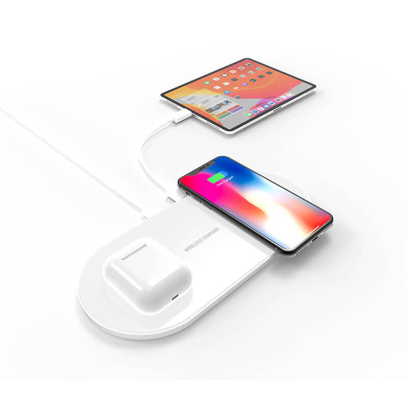 Двойна безжична зарядна подложка (за iPhone или телефон с Android)